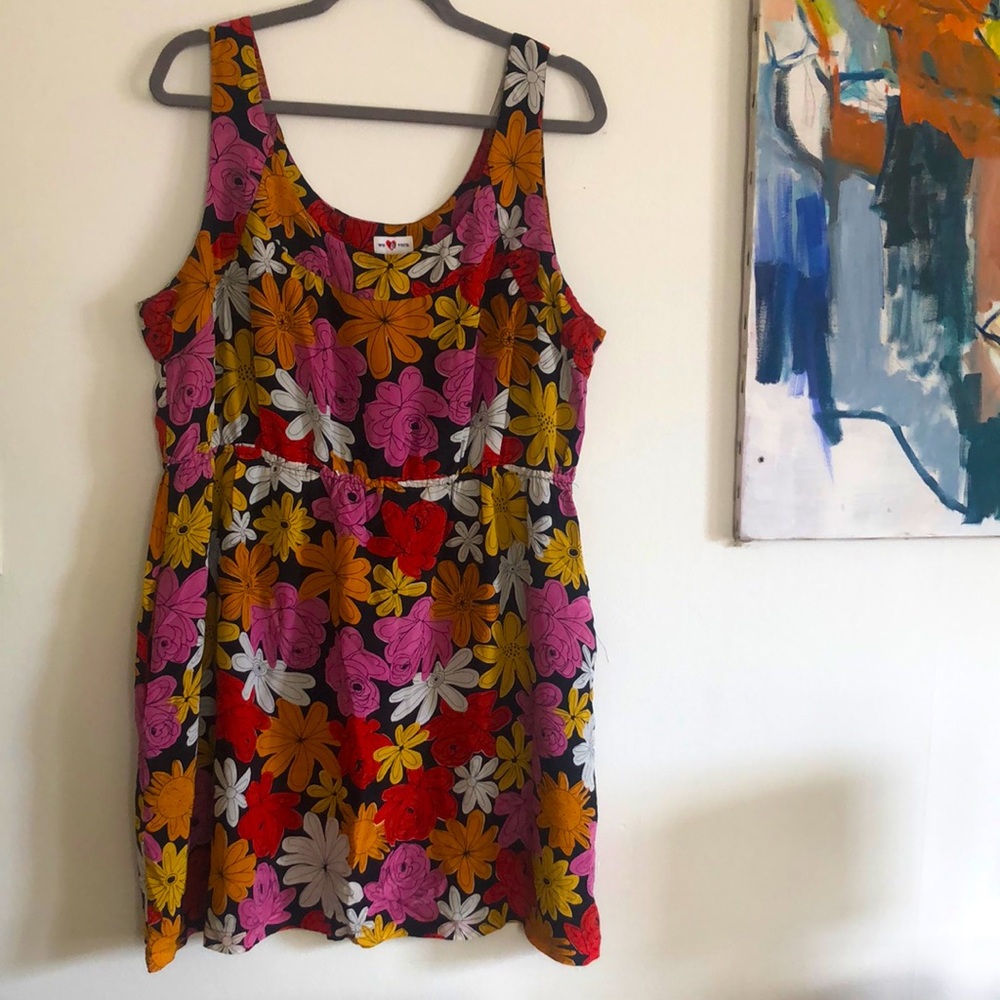 Anthropologie Floral Dress - Red, Purple, Yellow, Orange